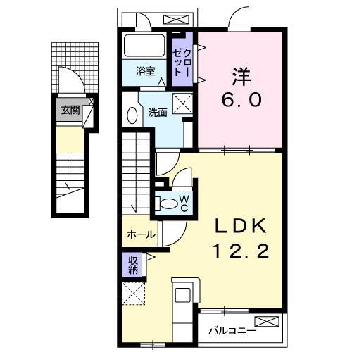サニーメゾン(1LDK/2階)の間取り写真