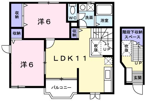 ヴィラ エンゼルB(2LDK/2階)の間取り写真