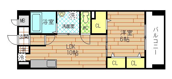 アサヒグランドパレス(1LDK/3階)の間取り写真