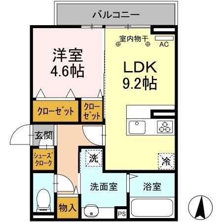 D-ROOM紅雲町A(1LDK/3階)の間取り写真