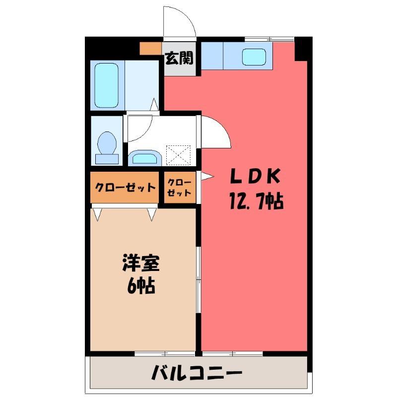 第二サンライフ大嶋(1LDK/1階)の間取り写真
