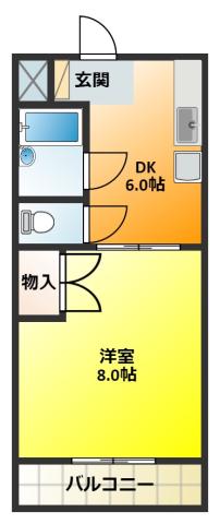 マンハイム伊藤I(1DK/3階)の間取り写真