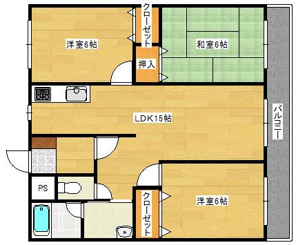 グローバルハイツ(3LDK/1階)の間取り写真