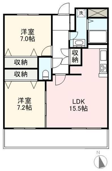 ロイヤルハイムR・R(2LDK/2階)の間取り写真