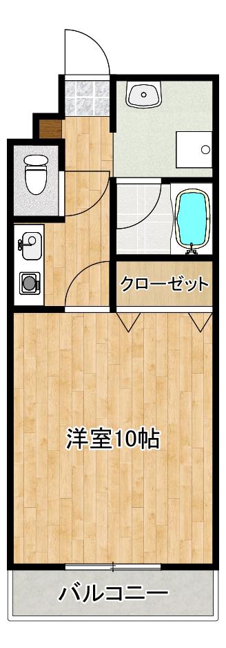 ライオンズマンション(1K/2階)の間取り写真