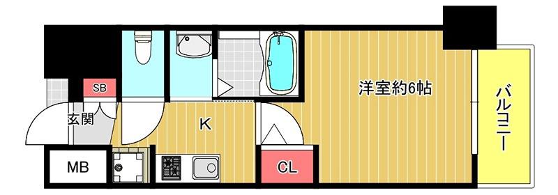 エステムコート難波ウエスト-SIDE Vアジュール(1K/5階)の間取り写真