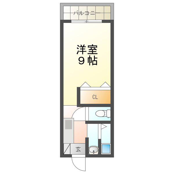 リバーハイツ(1K/2階)の間取り写真