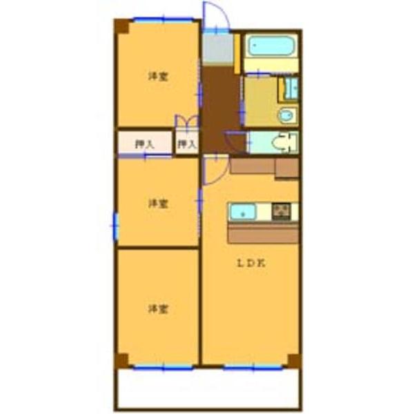 グリシーヌ浦上(3LDK/10階)の間取り写真