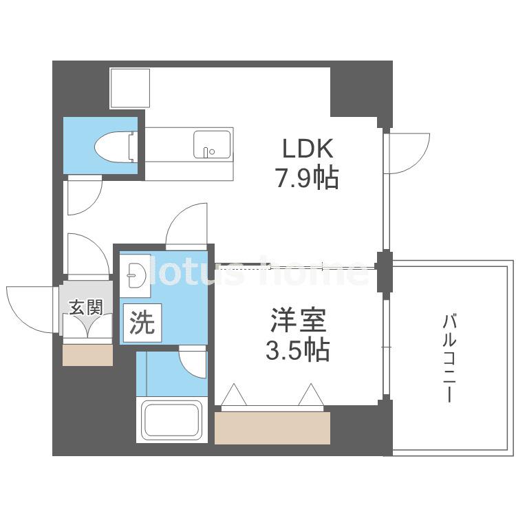 ブエナビスタ難波サウスタワー(1LDK/6階)の間取り写真