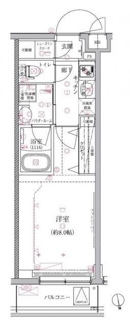 クレイシア祐天寺(1K/3階)の間取り写真