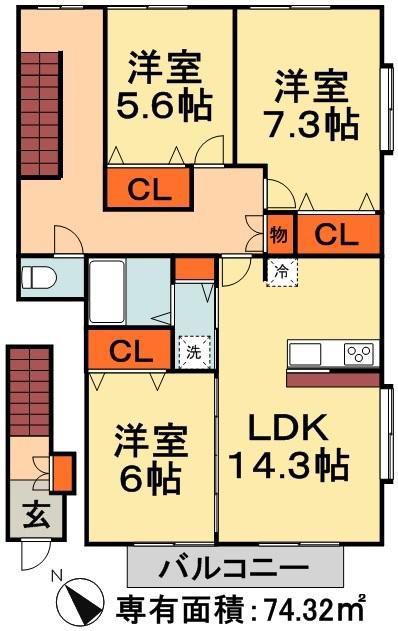 アリエッティ(3LDK/2階)の間取り写真
