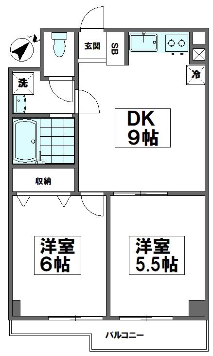 セイコーガーデンXI大塚(2DK/8階)の間取り写真