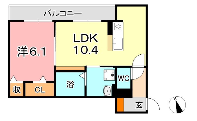 ブルーミア(1LDK/2階)の間取り写真