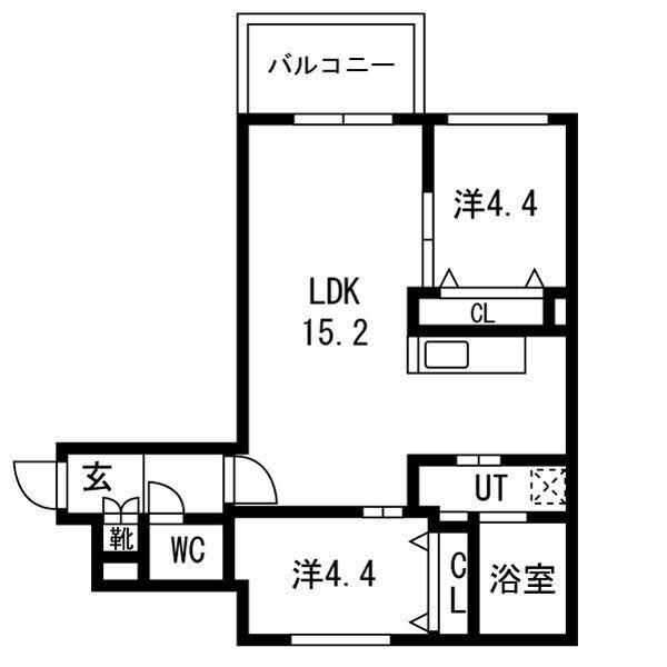 グラシオン(2LDK/3階)の間取り写真