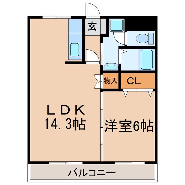 クレオール(1LDK/1階)の間取り写真