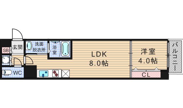 サムティ阿波座BELSIA(1LDK/15階)の間取り写真