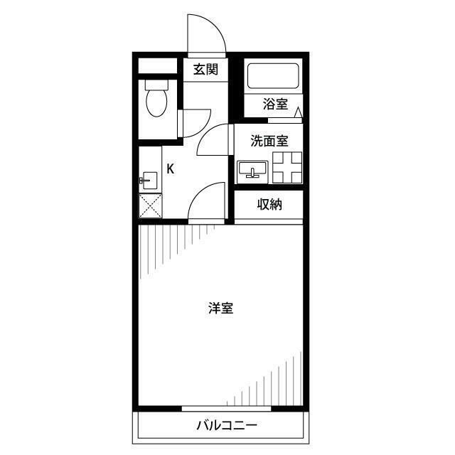 アムール 日の森(1K/2階)の間取り写真