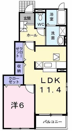 ラックヴィラA(1LDK/1階)の間取り写真