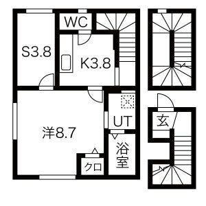ヴィルヌーヴIII(1SK/3階)の間取り写真