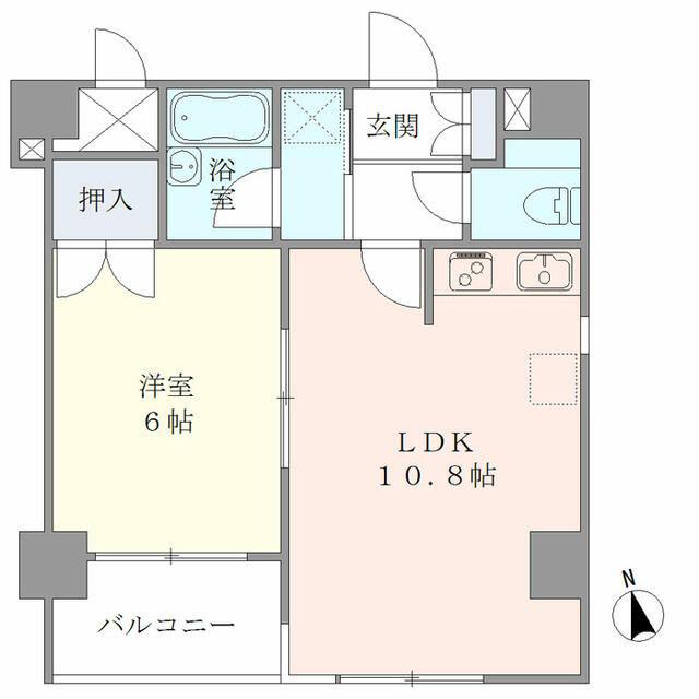 ベルメゾン上野松が谷(1LDK/4階)の間取り写真
