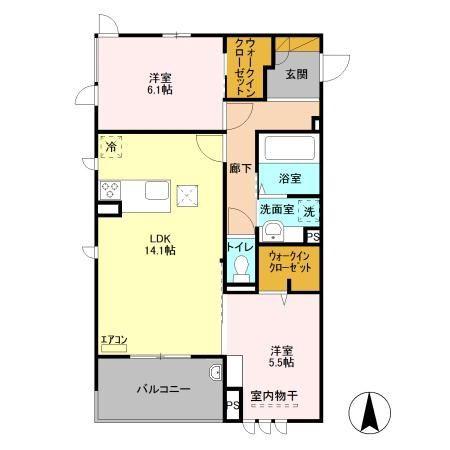 KEE RISE(2LDK/1階)の間取り写真
