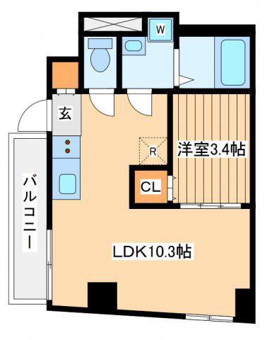 バックウィートタナカ(1LDK/4階)の間取り写真
