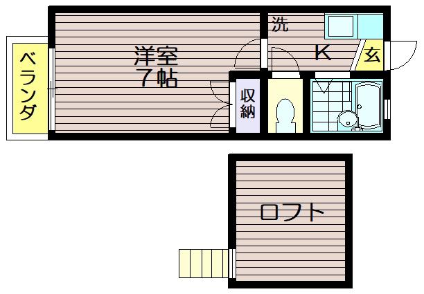 ステイハイツ(1K/2階)の間取り写真