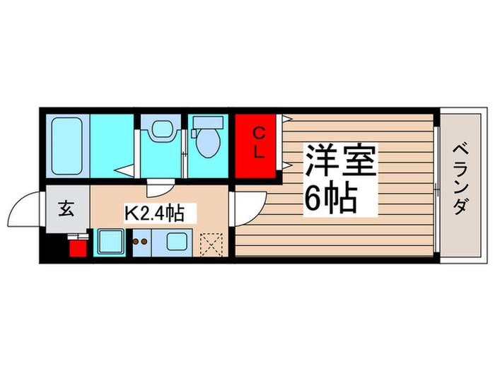 メゾンときわ市川B棟(1K/2階)の間取り写真