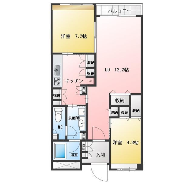 飯田橋セントラルプラザ(2LDK/16階)の間取り写真