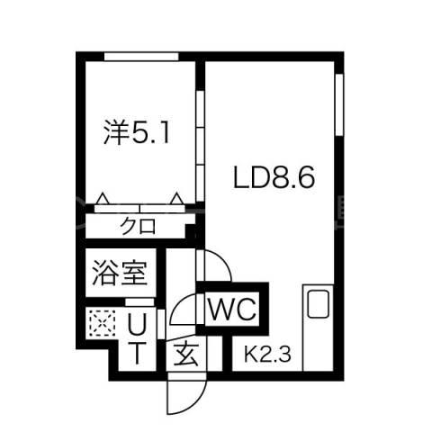 パインハート中の島(1LDK/2階)の間取り写真