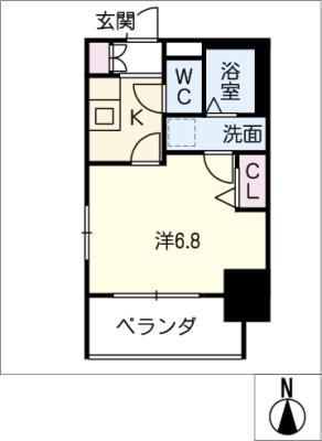 プレサンス広小路通パルス(1K/6階)の間取り写真
