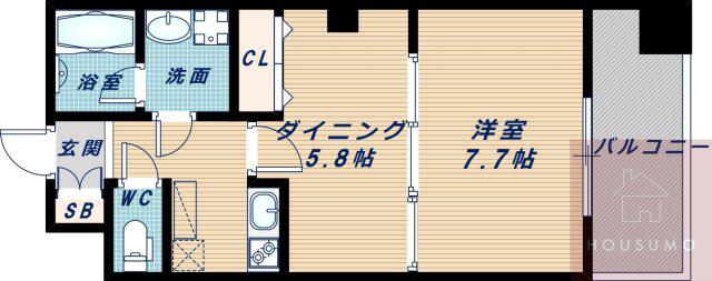 レフィーナカルム江坂(1DK/11階)の間取り写真