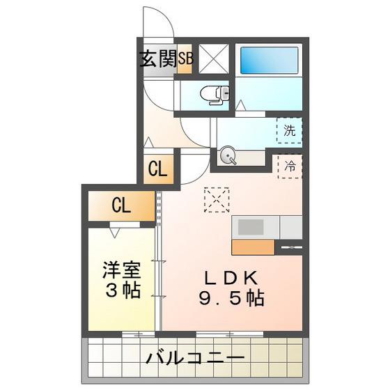 グランドネーフルときわ(1LDK/1階)の間取り写真