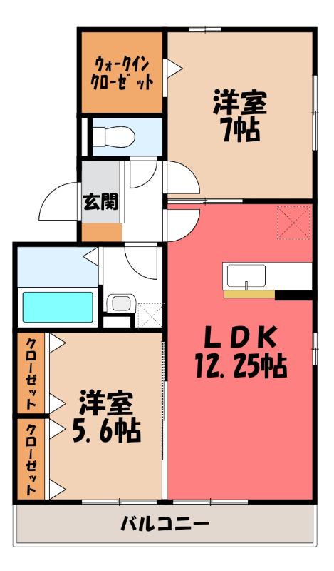 アズーリセブン(2LDK/3階)の間取り写真