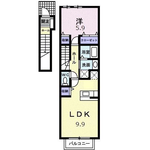 メゾン・ボヌ-ルB(1LDK/2階)の間取り写真