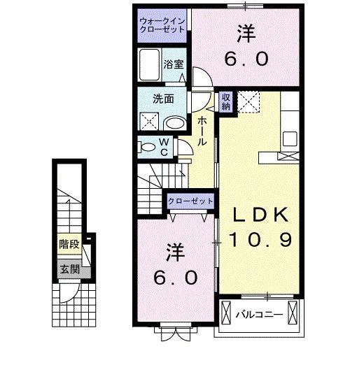 アンジュ・ココ(2LDK/2階)の間取り写真