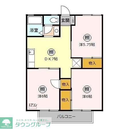 グリーンヒル新宿(3DK/2階)の間取り写真