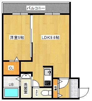 アルファテラス末広(1LDK/2階)の間取り写真