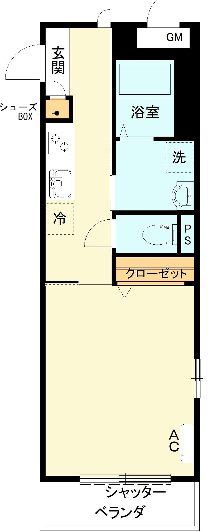 ジョワパレス(1K/3階)の間取り写真
