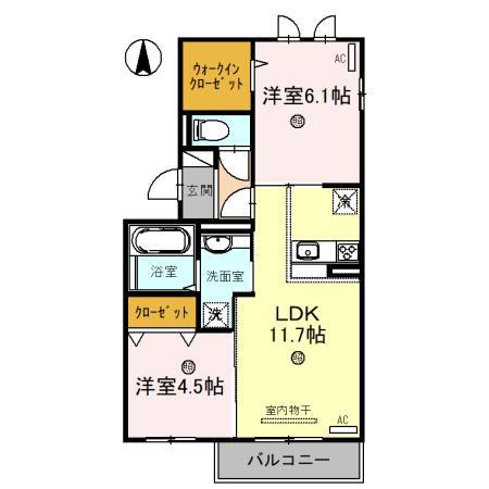アイボヌール(2LDK/2階)の間取り写真
