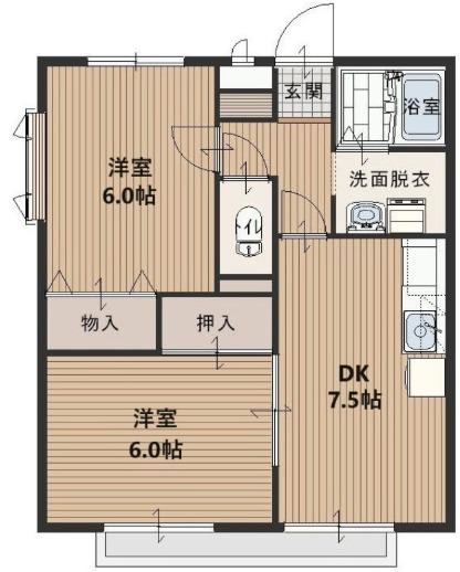 サンライフ新所沢(2DK/1階)の間取り写真