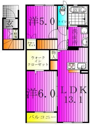 PLUMAGE プルマージュ(2LDK/2階)の間取り写真