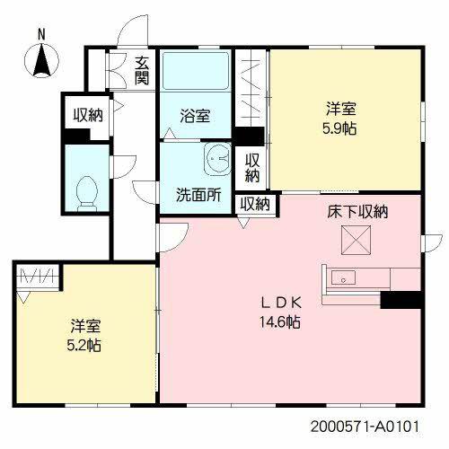 グラーティア春日 (2LDK/1階)の間取り写真