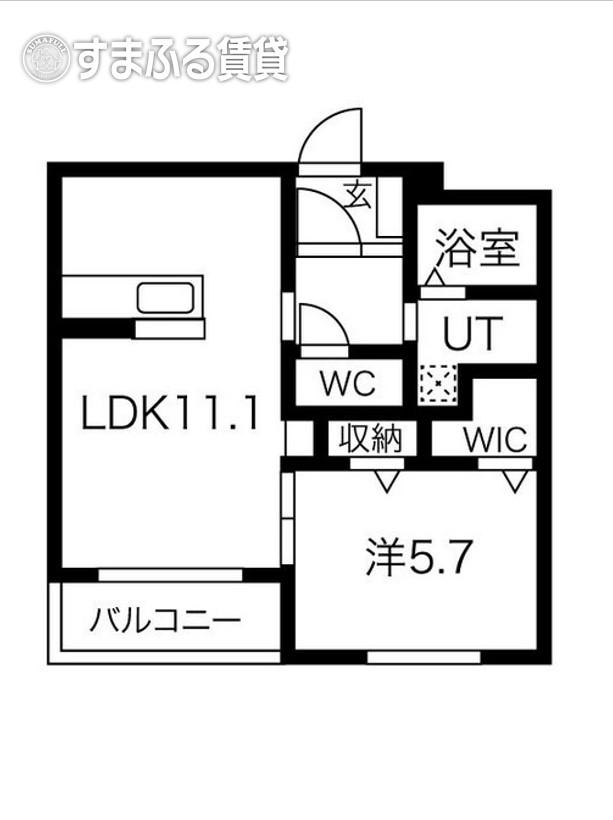 ドッグパウズ戸崎(1LDK/3階)の間取り写真
