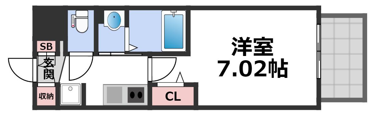 LUXE大阪城南(1K/3階)の間取り写真