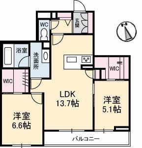 グランべレオ(2LDK/3階)の間取り写真