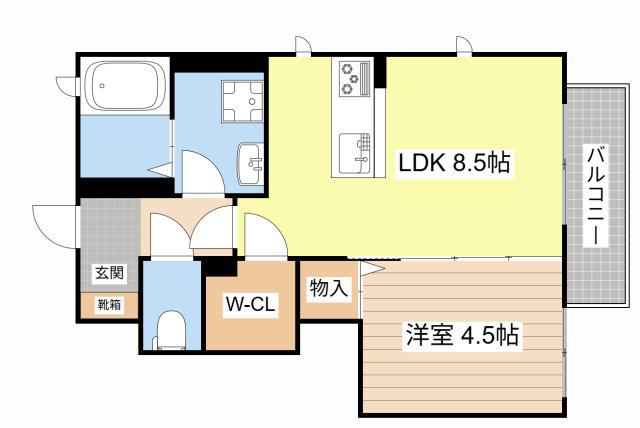 ＪＲ両毛線 栃木駅 徒歩17分 2階建 築11年(1LDK/1階)の間取り写真