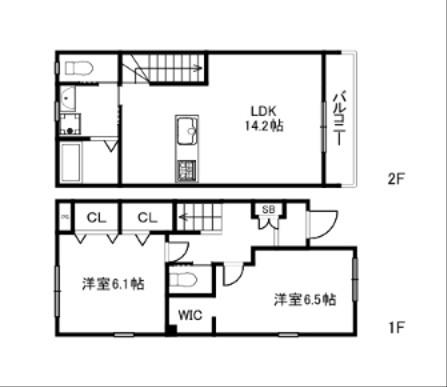 フォレストメゾン梅小路(2LDK/1階)の間取り写真