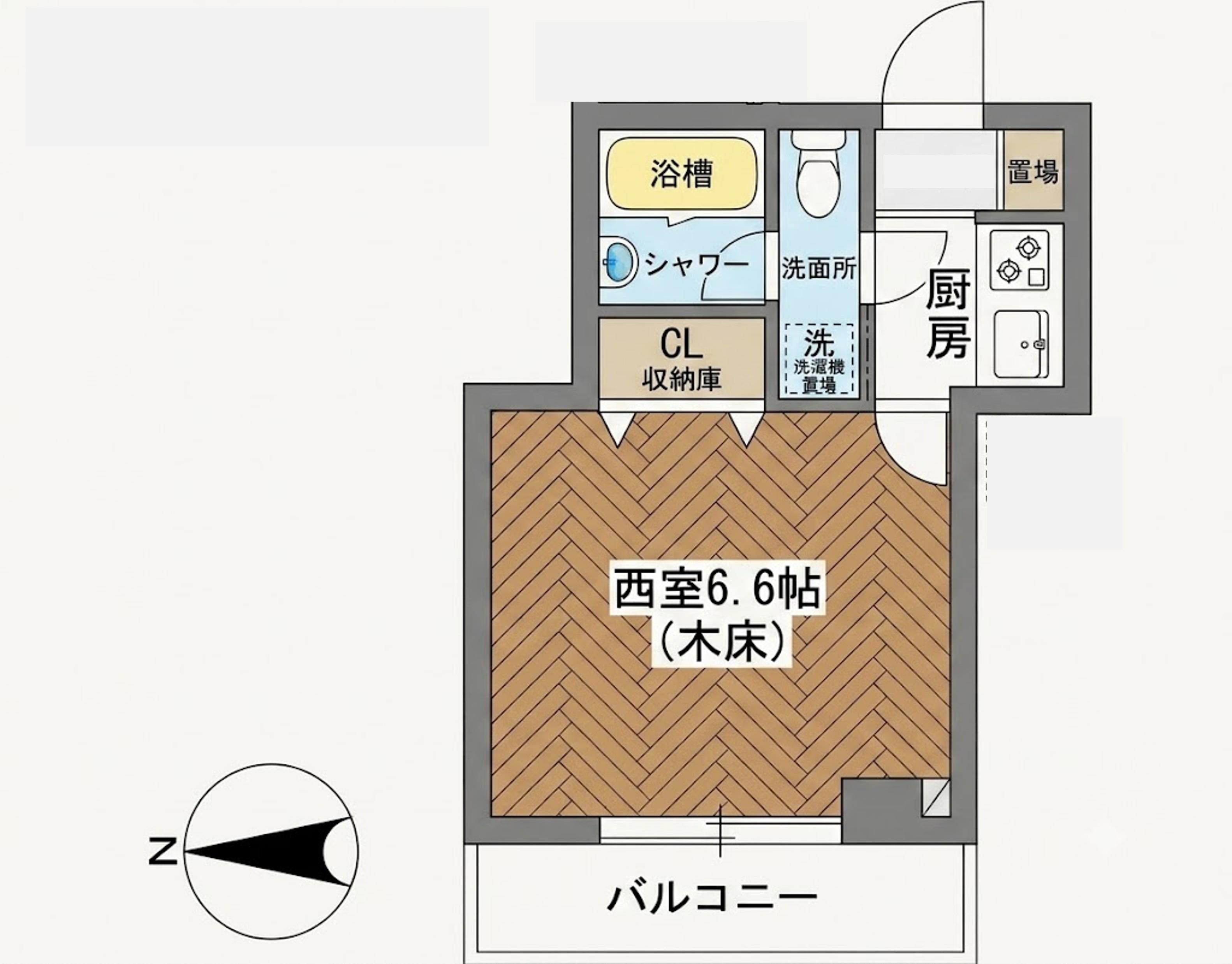 ファインハウスK(1K/4階)の間取り写真