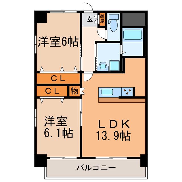 プリミエール春日井駅(2LDK/7階)の間取り写真